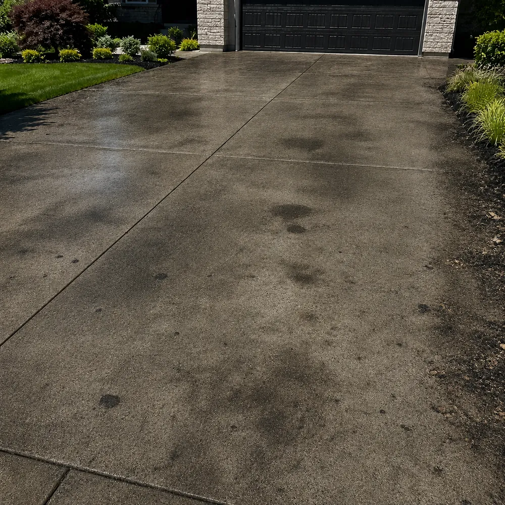 Before and after concrete-cleaning