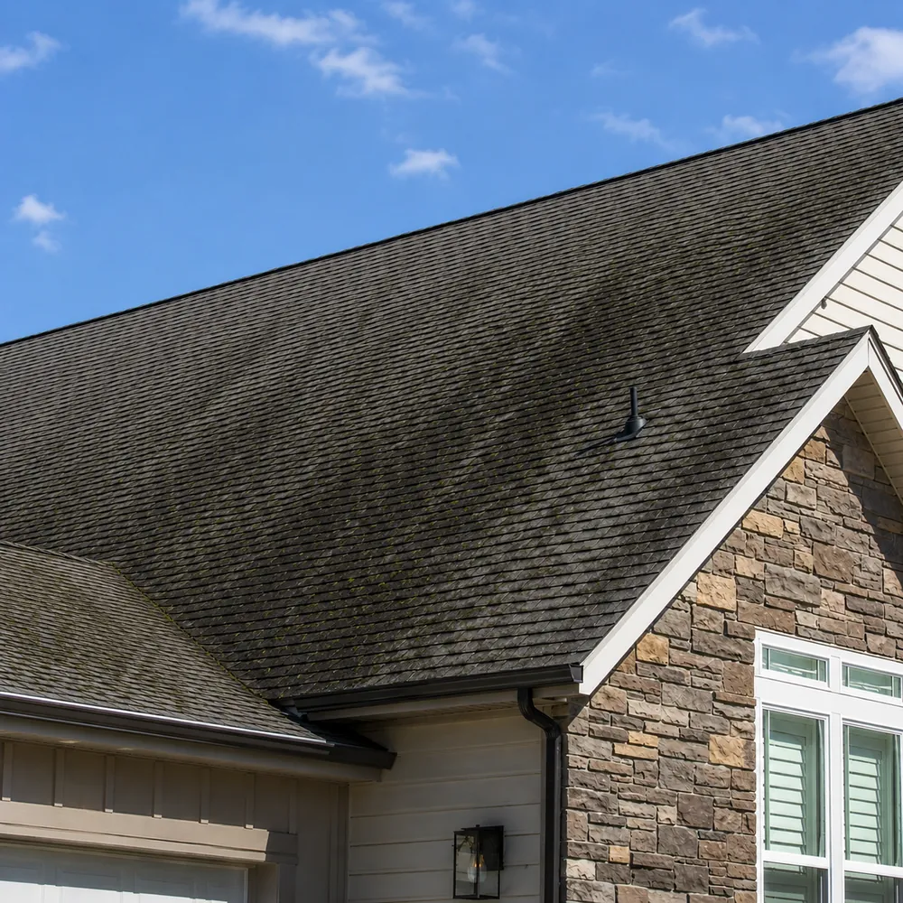Before and after roof-cleaning